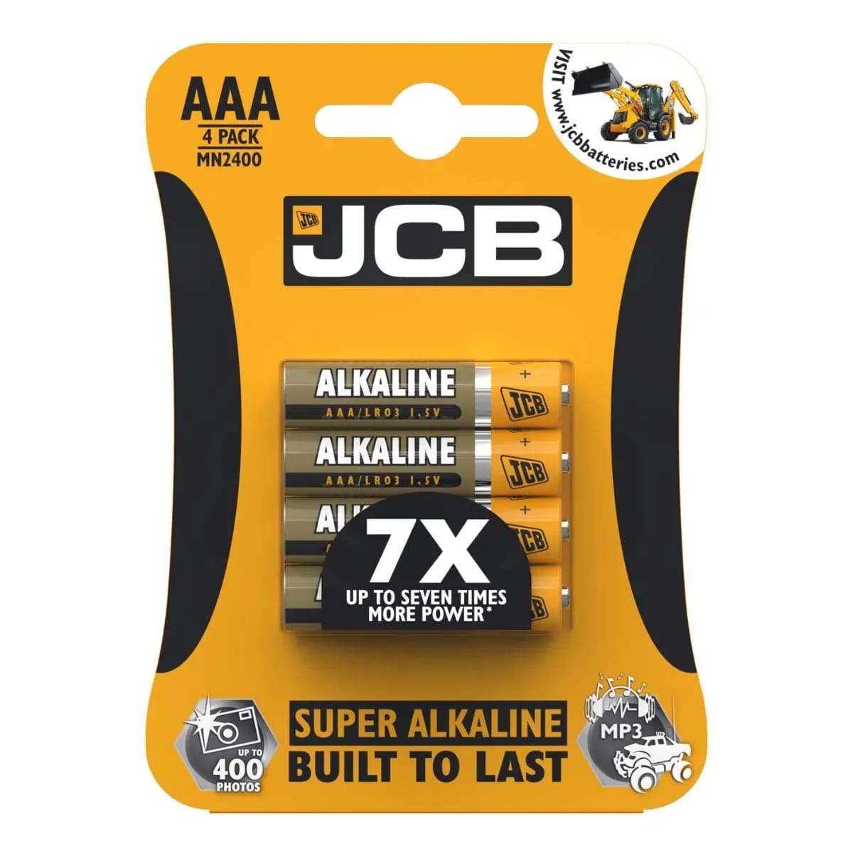 JCB AAA Super Alkaline, Pack of 4 Batteries Mn2400